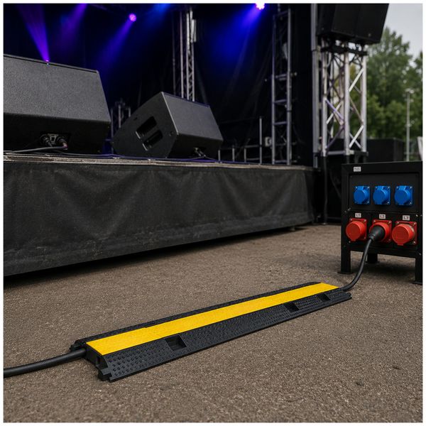 Produktbild: HTI-Living Kabelbr&uuml;cke mit 2 Kabelkan&auml;len &Uuml;berfahrschutz 96 cm Gelb Schwarz