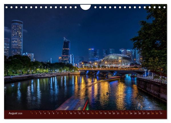 Produktbild: Nachtansichten Singapur City (Wandkalender 2026 DIN A4 quer), CALVENDO Monatskalender