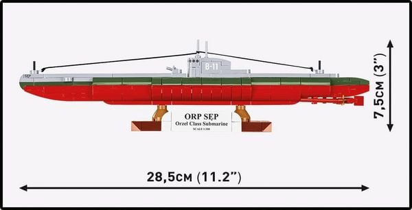 Produktbild: COBI Historical Collection 4856 - ORP Sep Polish Submarine, WWII, Bausatz 1:300, 190 Klemmbausteine