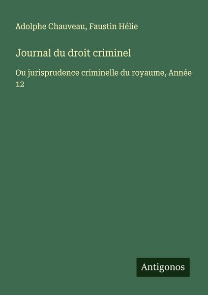 Produktbild: Journal du droit criminel