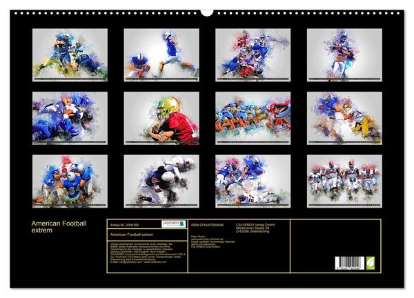 Produktbild: American Football extrem (Wandkalender 2026 DIN A2 quer), CALVENDO Monatskalender