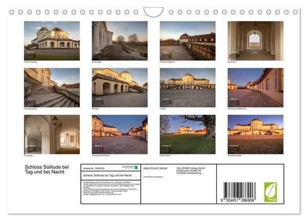 Produktbild: Schloss Solitude bei Tag und bei Nacht (Wandkalender 2026 DIN A4 quer), CALVENDO Monatskalender