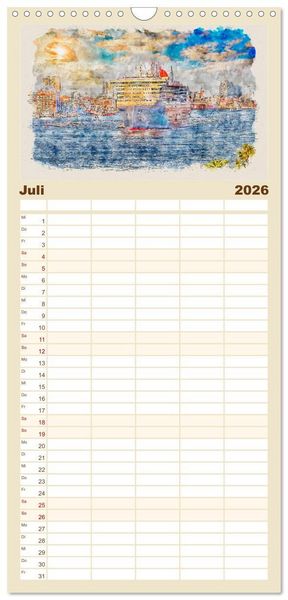 Produktbild: Familienplaner 2026 - Hamburg - malerische Metropole mit 5 Spalten (Wandkalender, 21 x 45 cm) CALVENDO