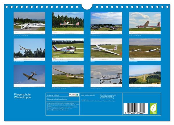 Produktbild: Fliegerschule Wasserkuppe (Wandkalender 2026 DIN A4 quer), CALVENDO Monatskalender