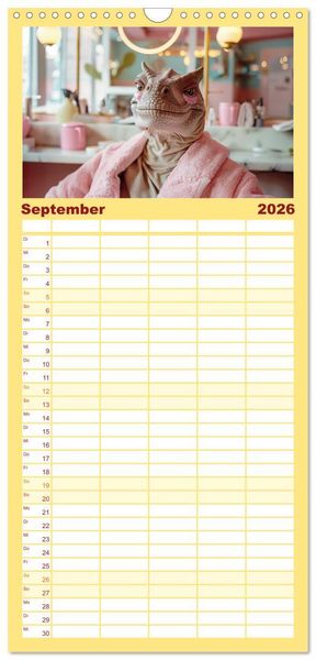Produktbild: Familienplaner 2026 - Reiche Dinos. Sie leben &ndash; im Luxus. mit 5 Spalten (Wandkalender, 21 x 45 cm) CALVENDO