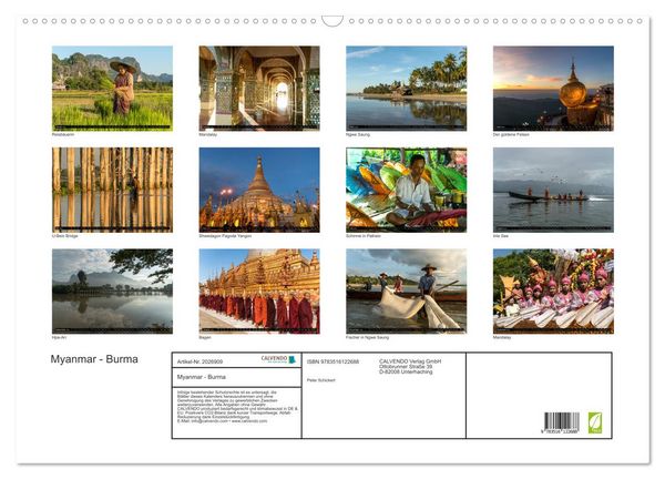 Produktbild: Myanmar - Burma (Wandkalender 2026 DIN A2 quer), CALVENDO Monatskalender