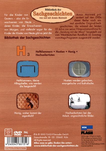 Produktbild: H3 - Heftklammern/Hostien/Honig/Hochseilartisten (Bibliothek der Sachgeschichten)