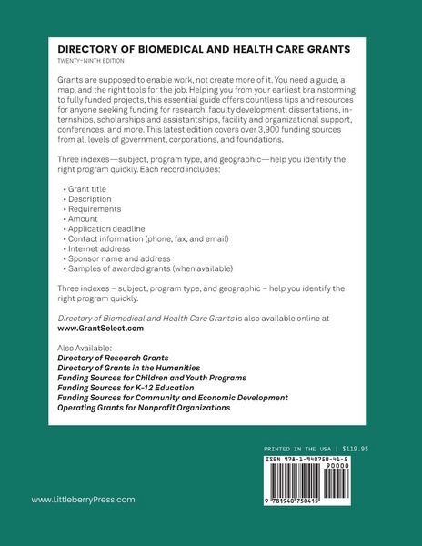 Produktbild: Directory of Biomedical and Health Care Grants