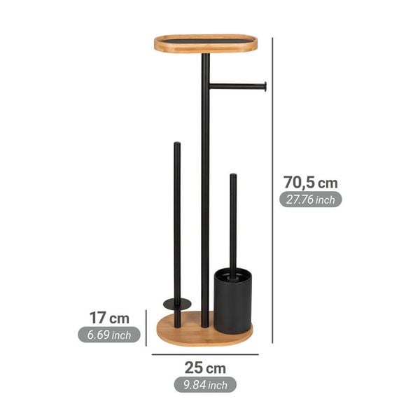Produktbild: Stand WC-Garnitur Mod. Pomarolo, bambus, stahl, natur/schwarz, 25x70,5x17 cm, mit gro&szlig;er