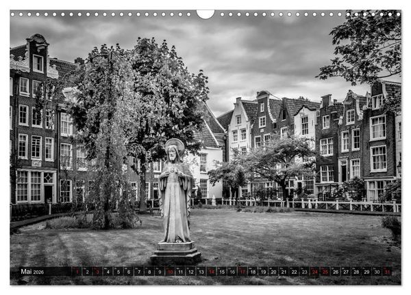 Produktbild: AMSTERDAM Stadtherz in Monochrom (Wandkalender 2026 DIN A3 quer), CALVENDO Monatskalender