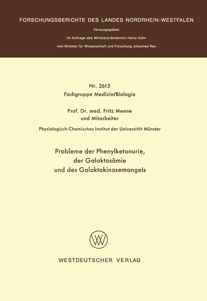 Produktbild: Probleme der Phenylketonurie, der Galaktos&auml;mie und des Galaktokinasemangels