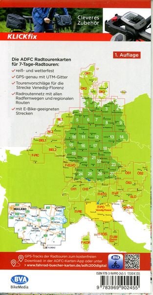 ADFC-Radtourenkarte IT-PO 7-Tage-Radtour Venedig-Florenz, 1:200.000, reiß- und wetterfest, E-Bike-geeignet, GPS-Tracks Download, mit Kilometer-Angaben