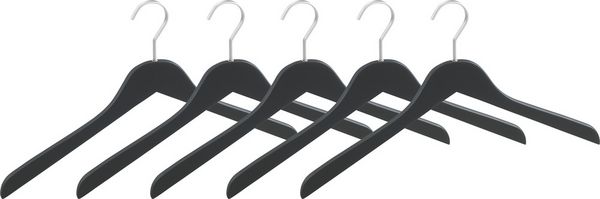 Produktbild: Kleiderb&uuml;gel Mod. Paris Schwarz 5er Set, Garderobenb&uuml;gel in schlanker Form
