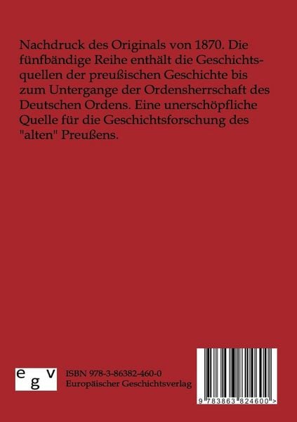Produktbild: Die Geschichtsquellen der Preu&szlig;ischen Vorzeit bis zum Untergange der Ordensherrschaft