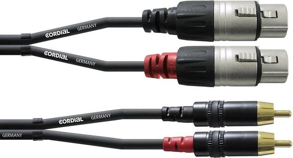 Cordial CFU 1,5 FC Audio Adapterkabel [2x XLR-Buchse - 2x Cinch-Stecker] 1.50m Schwarz