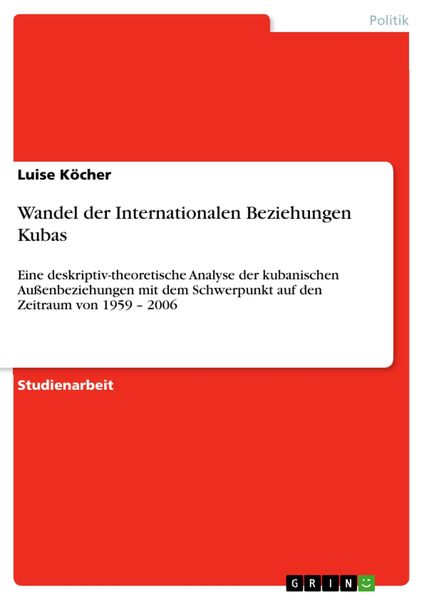 Produktbild: Wandel der Internationalen Beziehungen Kubas