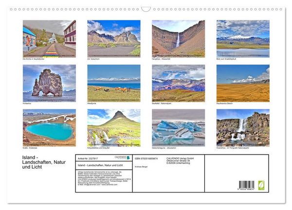 Produktbild: Island - Landschaften, Natur und Licht (Wandkalender 2027 DIN A2 quer), CALVENDO Monatskalender