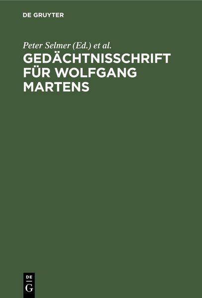 Produktbild: Ged&auml;chtnisschrift f&uuml;r Wolfgang Martens