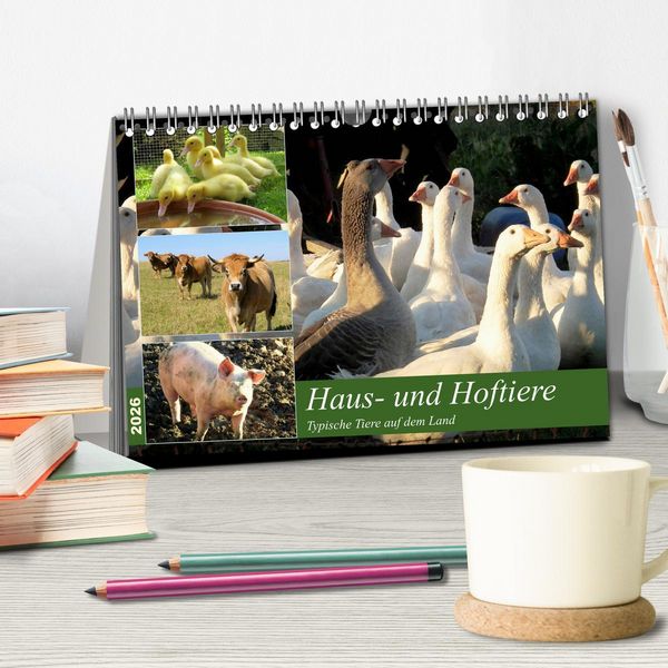 Produktbild: Haus- und Hoftiere (Tischkalender 2026 DIN A5 quer), CALVENDO Monatskalender
