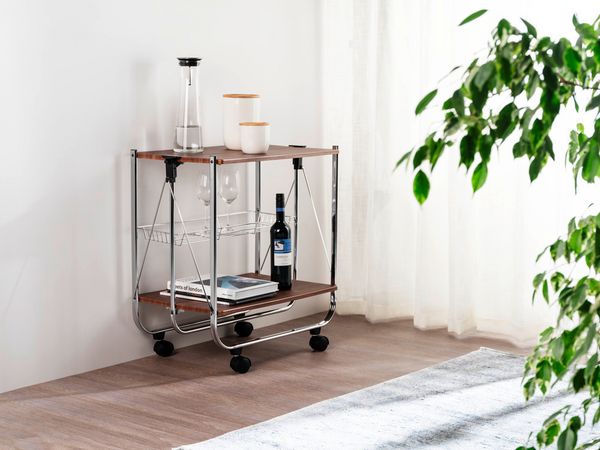 Produktbild: Servierwagen Mod. Dinett Deluxe Walnuss, zusammenklappbar