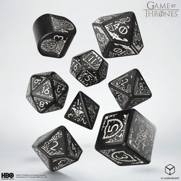 Produktbild: Q-Workshop QW097751 - Game of Thrones, Nights Watch Dice Set, 8-teilig