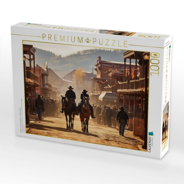 Produktbild: CALVENDO Puzzle Morgens auf den Stra&szlig;en im wilden Westen | 1000 Teile Lege-Gr&ouml;&szlig;e 64x48cm Foto-Puzzle f&uuml;r gl&uuml;ckliche Stunden