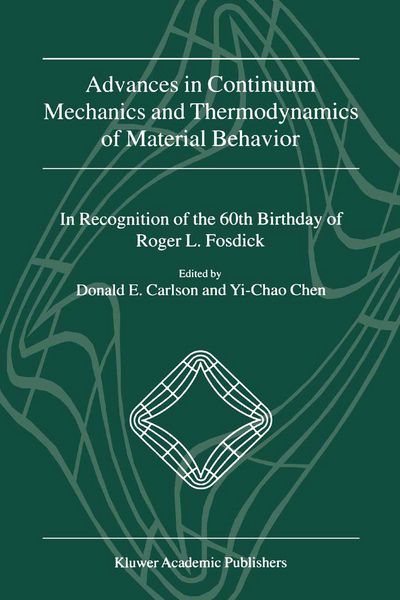 Produktbild: Advances in Continuum Mechanics and Thermodynamics of Material Behavior