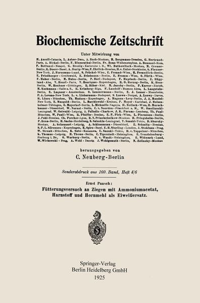 Produktbild: F&uuml;tterungsversuch an Ziegen mit Ammoniumacetat, Harnstoff und Hornmehl als Eiwei&szlig;ersatz