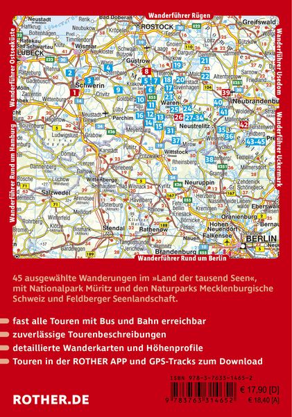 Produktbild: ROTHER Wanderf&uuml;hrer Mecklenburgische Seenplatte. 45 Touren im &raquo;Land der tausend Seen&laquo; &ndash; mit Nationalpark M&uuml;ritz
