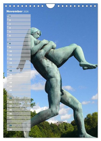 Produktbild: Skulpturen im Vigeland-Park Oslo (Wandkalender 2026 DIN A4 hoch), CALVENDO Monatskalender
