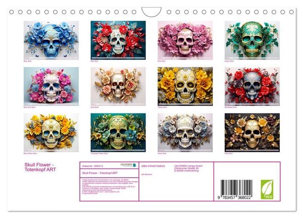 Produktbild: Skull Flower - Totenkopf ART (Wandkalender 2026 DIN A4 quer), CALVENDO Monatskalender