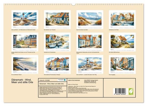 Produktbild: D&auml;nemark - Wind, Meer und stille Orte (hochwertiger Premium Wandkalender 2027 DIN A2 quer), Kunstdruck in Hochglanz