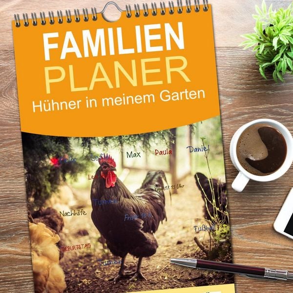 Produktbild: Familienplaner 2026 - H&uuml;hner in meinem Garten mit 5 Spalten (Wandkalender, 21 x 45 cm) CALVENDO