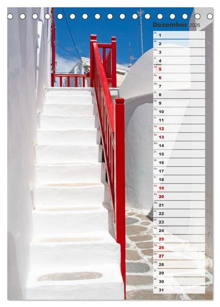 Produktbild: Bunte Treppen auf Mykonos - Reiseplaner (Tischkalender 2026 DIN A5 hoch), CALVENDO Monatskalender