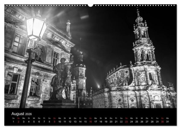 Produktbild: Dresden - Elbflorenz bei Nacht (hochwertiger Premium Wandkalender 2026 DIN A2 quer), Kunstdruck in Hochglanz