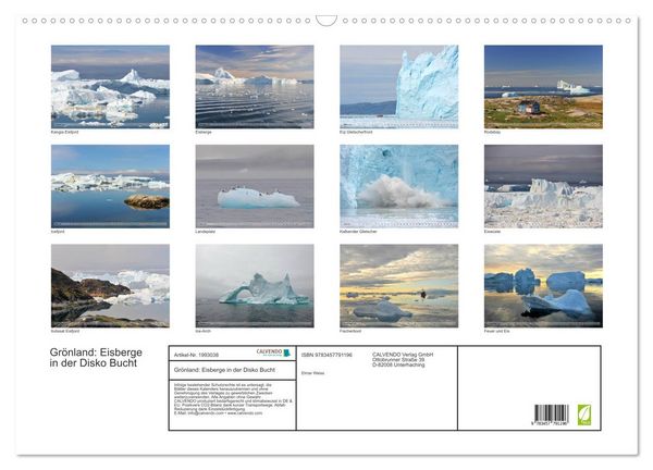 Produktbild: Gr&ouml;nland: Eisberge in der Disko Bucht (Wandkalender 2026 DIN A2 quer), CALVENDO Monatskalender