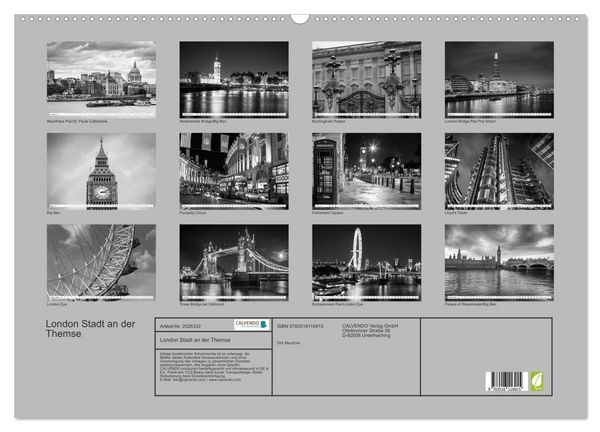 Produktbild: London Stadt an der Themse (Wandkalender 2026 DIN A2 quer), CALVENDO Monatskalender