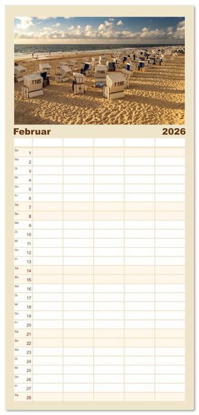 Produktbild: Familienplaner 2026 - Deutschland - Insel Sylt mit 5 Spalten (Wandkalender, 21 x 45 cm) CALVENDO