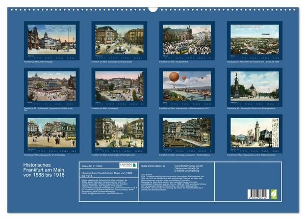 Produktbild: Historisches Frankfurt am Main von 1888 bis 1918 (Wandkalender 2026 DIN A2 quer), CALVENDO Monatskalender