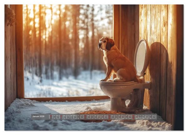 Produktbild: Sitz, Platz, Sp&uuml;l - Hunde auf dem Thron (Wandkalender 2026 DIN A4 quer), CALVENDO Monatskalender