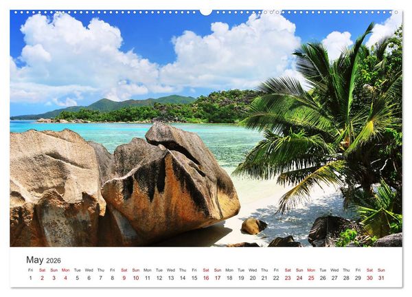 Produktbild: Dreamy Beaches of the Seychelles (High Quality Premium Wall Calendar 2026 DIN A2 landscape),CALVENDO 12 Month Wall Calendar
