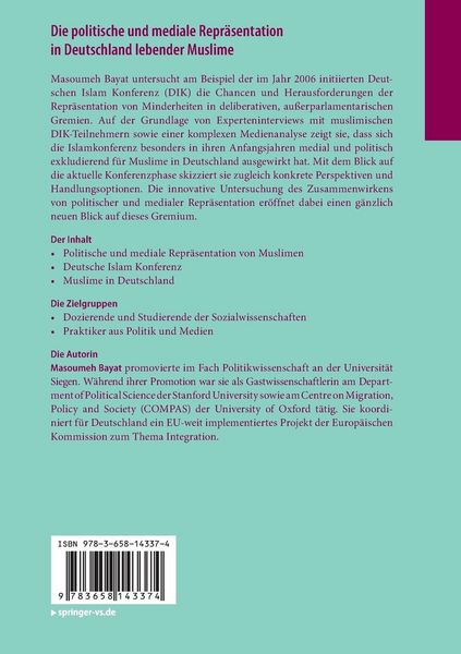 Produktbild: Die politische und mediale Repr&auml;sentation in Deutschland lebender Muslime