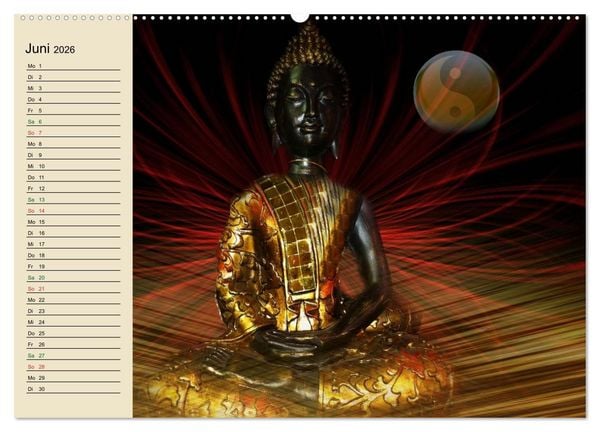 Produktbild: Buddha und Yin Yang (hochwertiger Premium Wandkalender 2026 DIN A2 quer), Kunstdruck in Hochglanz