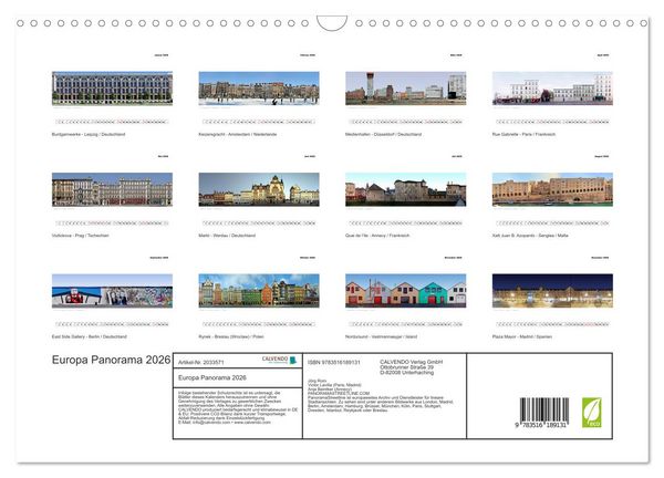 Produktbild: Europa Panorama 2026 (Wandkalender 2026 DIN A3 quer), CALVENDO Monatskalender