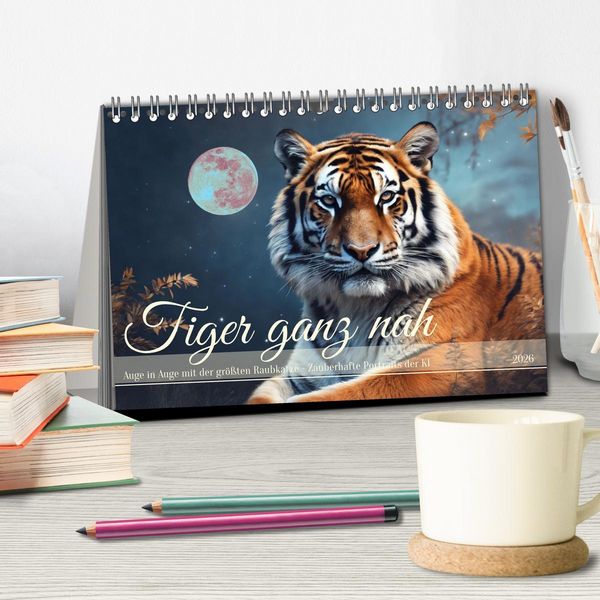 Produktbild: Tiger ganz nah (Tischkalender 2026 DIN A5 quer), CALVENDO Monatskalender