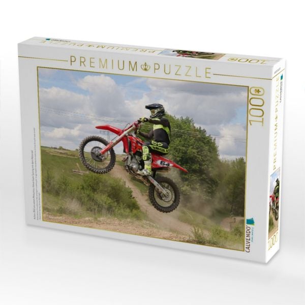 Produktbild: CALVENDO Puzzle Action-Bild von einem Motocross-Fahrer beim Sprung mit dem Motorrad | 1000 Teile Lege-Gr&ouml;&szlig;e 64x48cm Foto-Puzzle f&uuml;r gl&uuml;ckliche Stunden