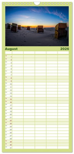 Produktbild: Familienplaner 2026 - Bezauberndes Usedom mit 5 Spalten (Wandkalender, 21 x 45 cm) CALVENDO