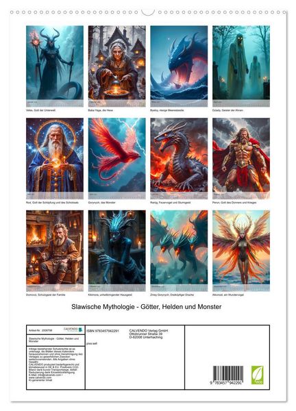 Produktbild: Slawische Mythologie - G&ouml;tter, Helden und Monster (hochwertiger Premium Wandkalender 2026 DIN A2 hoch), Kunstdruck in Hochglanz