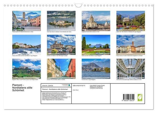 Produktbild: Piemont - Norditaliens stille Sch&ouml;nheit (Wandkalender 2026 DIN A3 quer), CALVENDO Monatskalender