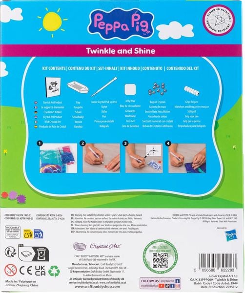 Produktbild: Craft Buddy CAJK-33PPP009 - Crystal Art Junior, Peppa Pig, 25x20cm, Diamant-Malerei-Set